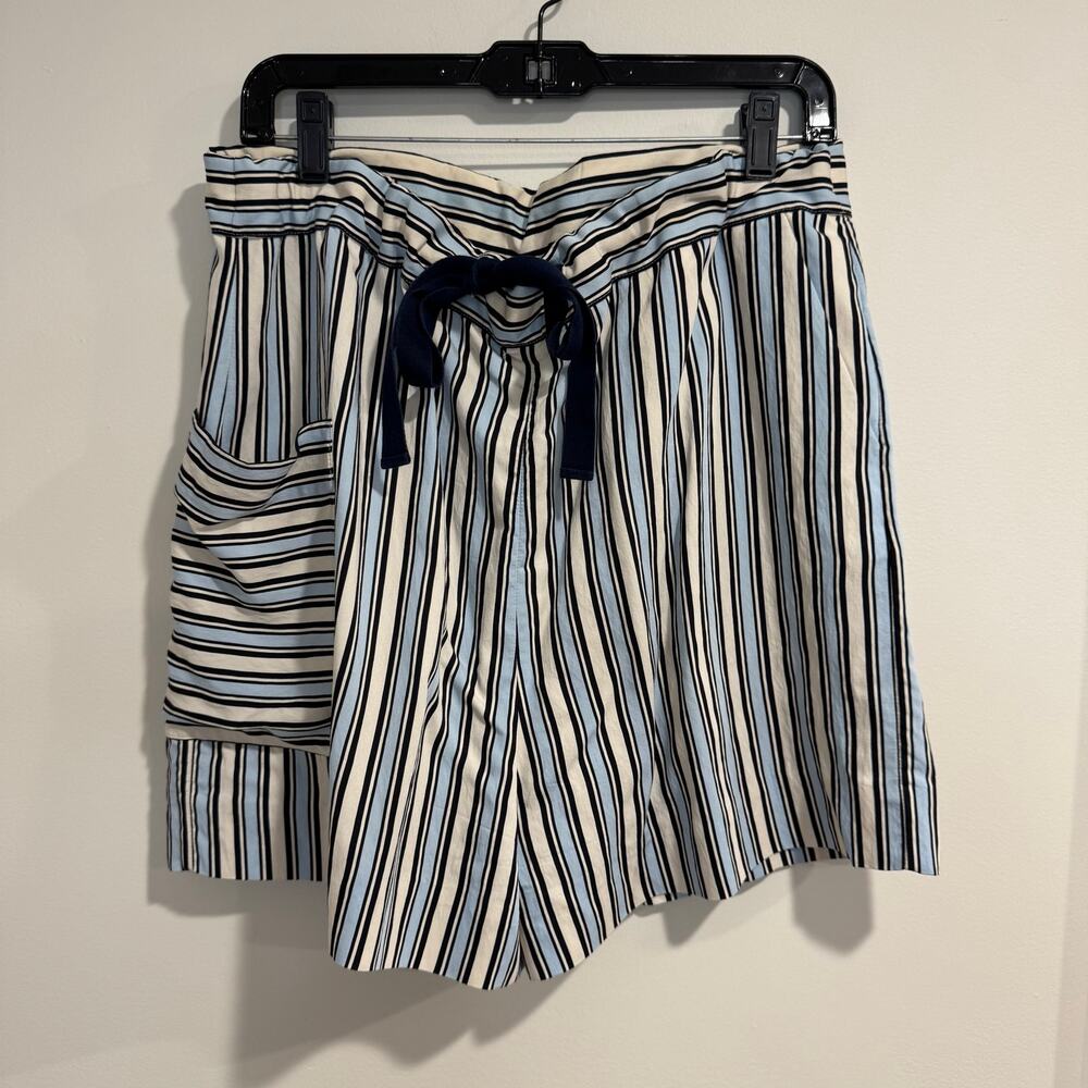 Chinti & Parker Womens Blue Striped Drawstring Culottes Shorts Size Small 6